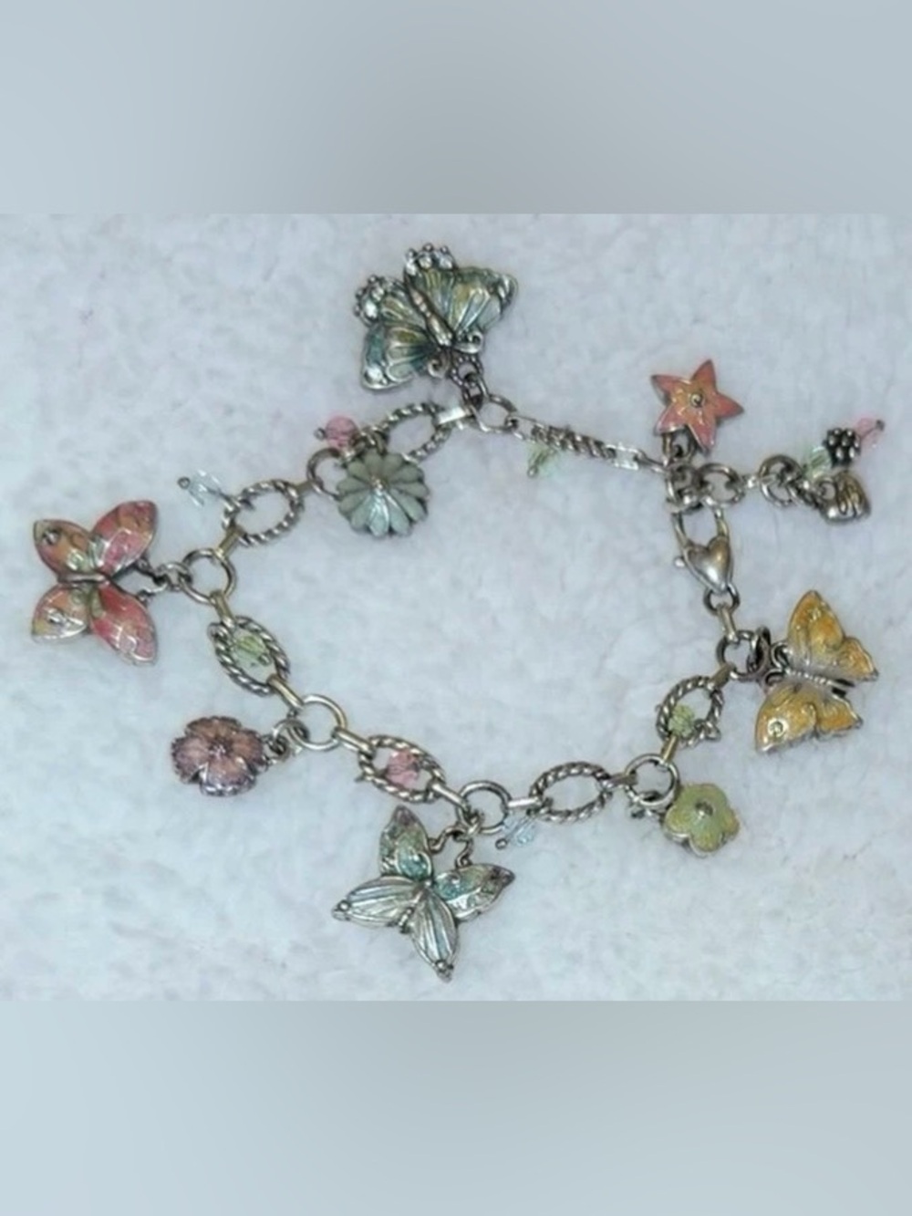 🦋 BRIGHTON 🌺 Silver Butterfly & Flower Charm Bracelet! - Picture 6 of 15